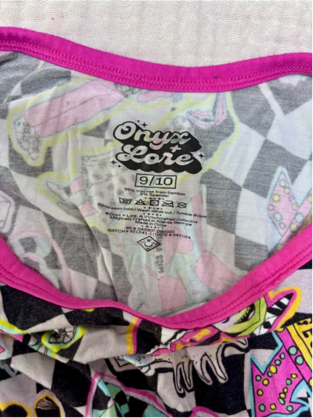 Girls Onyx + Lore Beetlejuice Dress Size 10 Black Pink Bamboo - Picture 3 of 5
